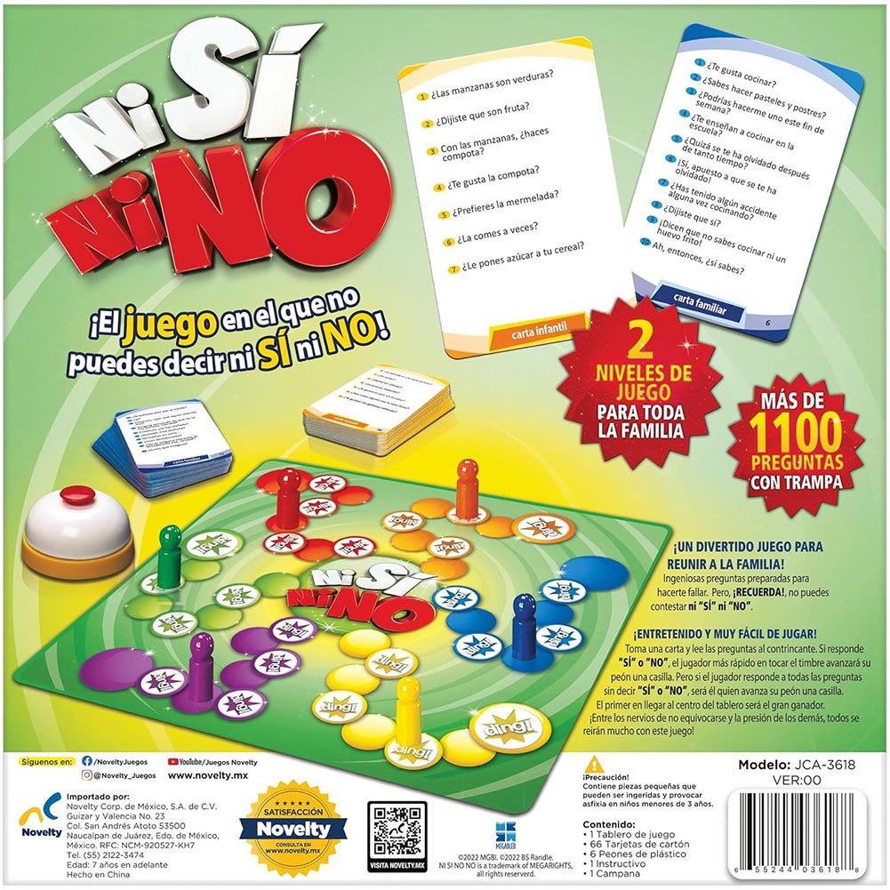 Novelty Juego de Mesa en Familia Ni Si Ni No Caja de Cartón JCA-3618 - Edad 18+