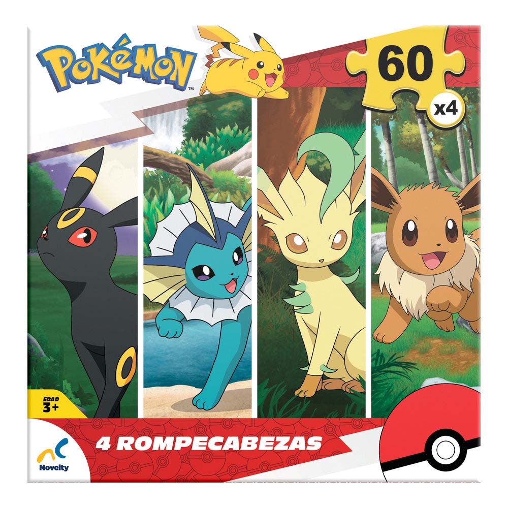 Novelty Rompecabezas 4 en 1 Pokémon Eevee JCA-4640 - Edad 8+
