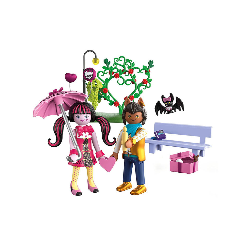 PLAYMOBIL Monster High Cita de San Valentín: Set de Juego con Draculaura y Clawd - Edad 5+