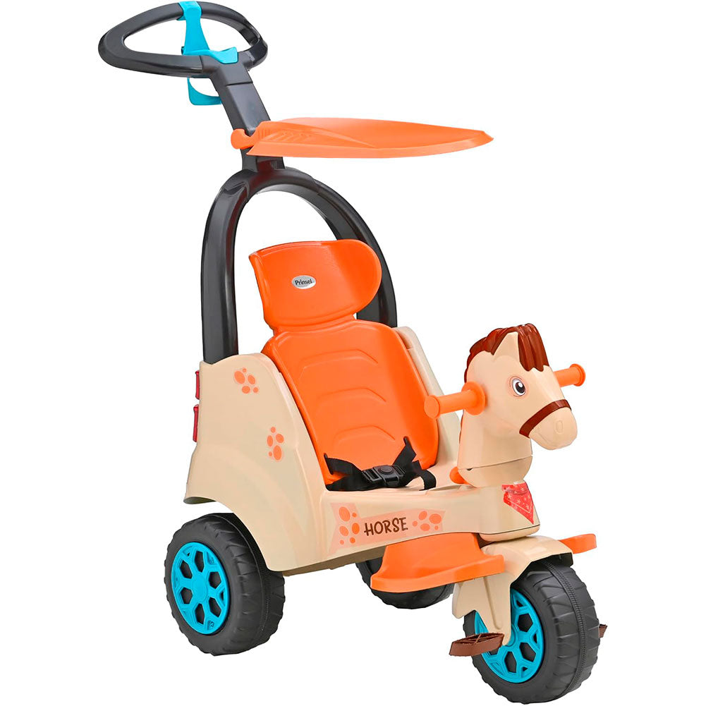 Prinsel Super Trike Caballito: Triciclo Infantil 2 en 1 Café con Barra de Empuje y Sonidos - Edad 2+