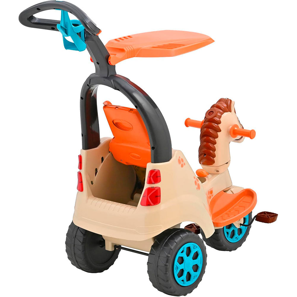 Prinsel Super Trike Caballito: Triciclo Infantil 2 en 1 Café con Barra de Empuje y Sonidos - Edad 2+