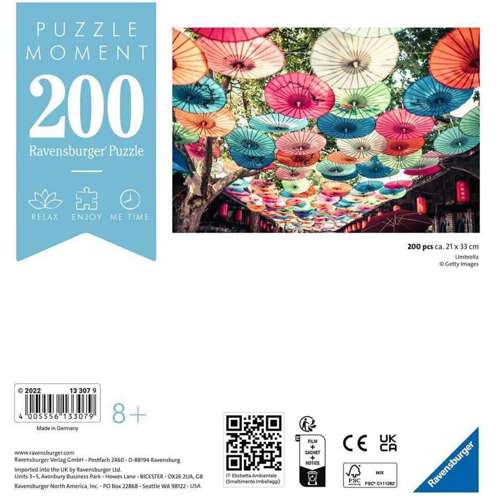 Ravensburger 13307 Rompecabezas 200 Piezas Umbrellas, rompecabezas