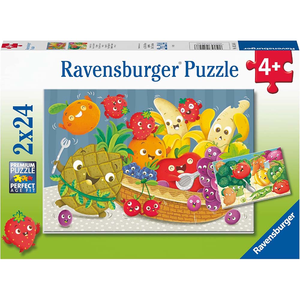 Ravensburger 5248 Rompecabezas 2 x 24 Piezas para niños Frutas Divertidas, rompecabezas