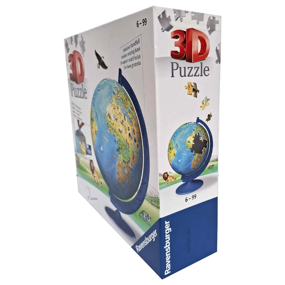 Ravensburger 12341 Globo Terraqueo 3D Nueva Edición 180 Piezas, rompecabezas 3d