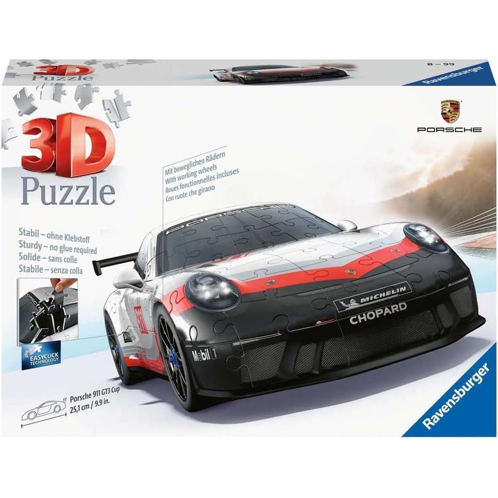 Ravensburger 11557 Rompecabezas Porsche 911 GT3 Cup 3D, rompecabezas 3d