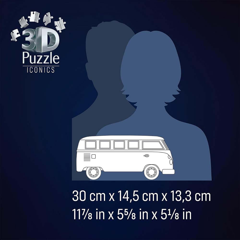 Ravensburger 3D Puzzle Volkswagen T1 Iconics 162 Piezas, rompecabezas