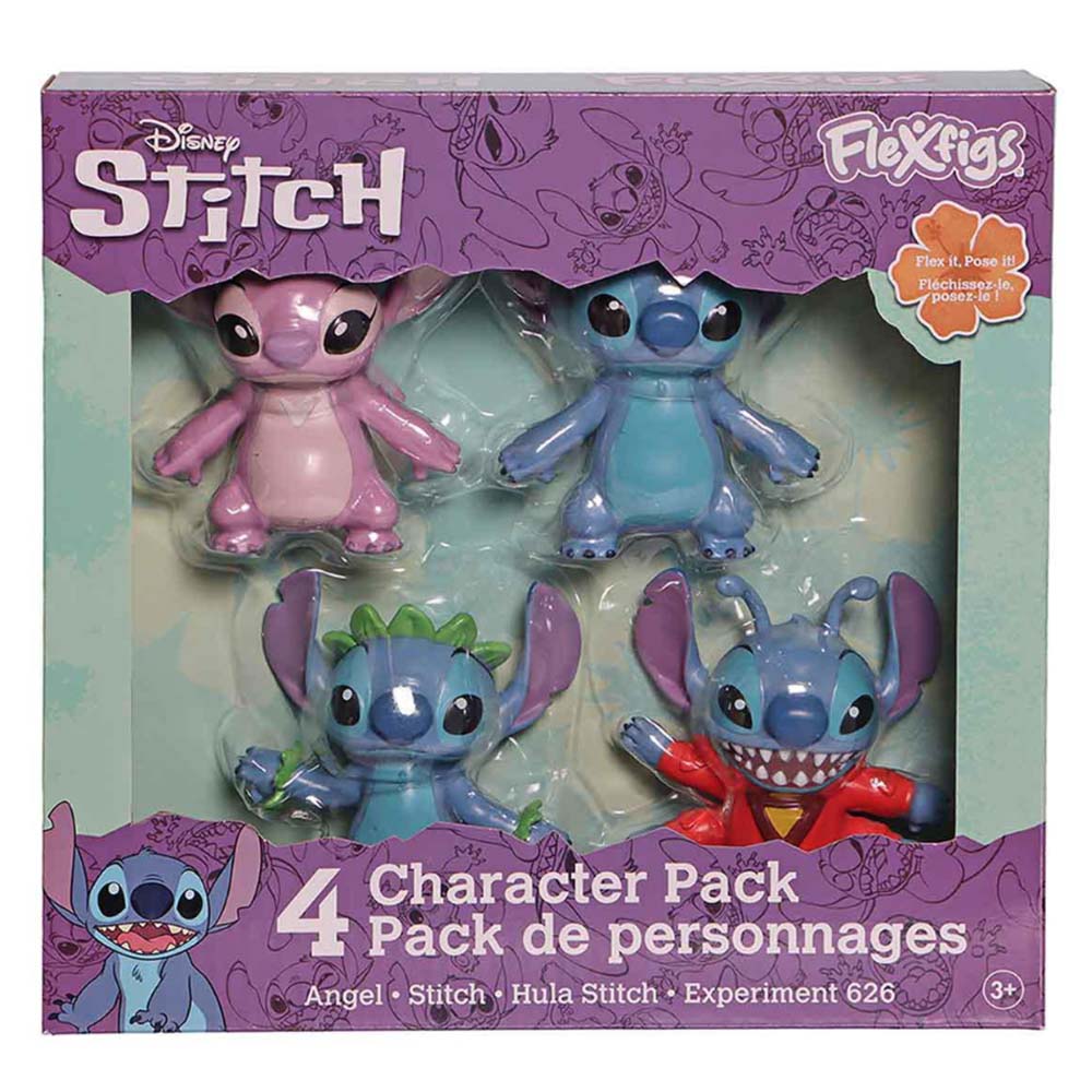 Disney Stitch 4 Pack Figuras Flexibles T300206, figuras de colección