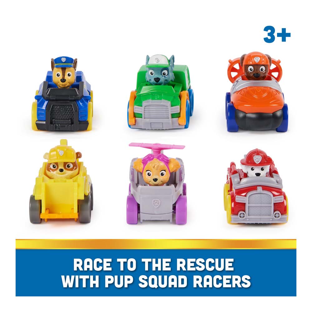 Paw Patrol Squad Racer 6 pack 6070070: Paquete de 6 vehículos - Edad 4+