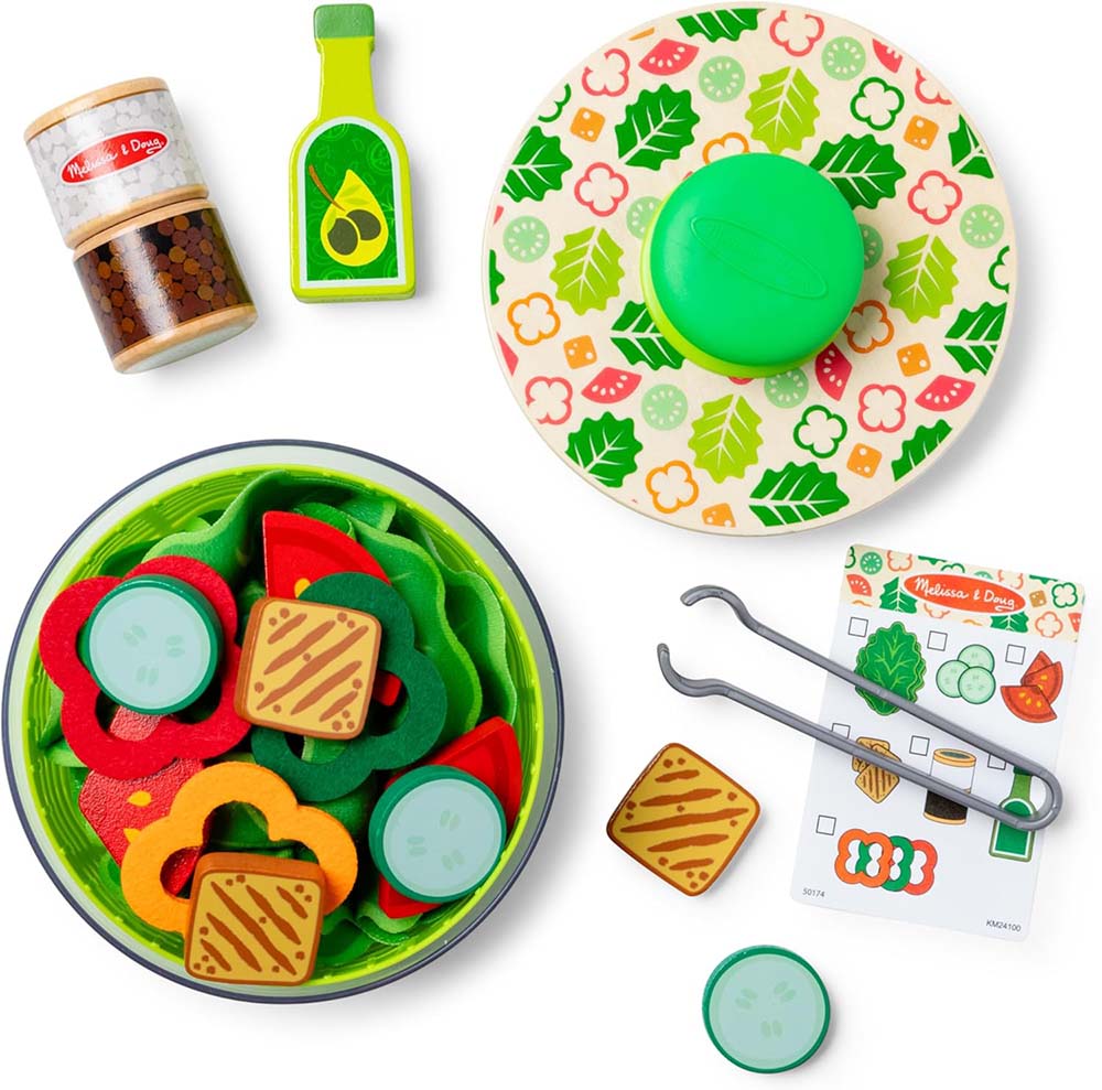Melissa & Doug Centrifugador de Ensalada 6073133: Set de cocina de juguete - Edad 3+