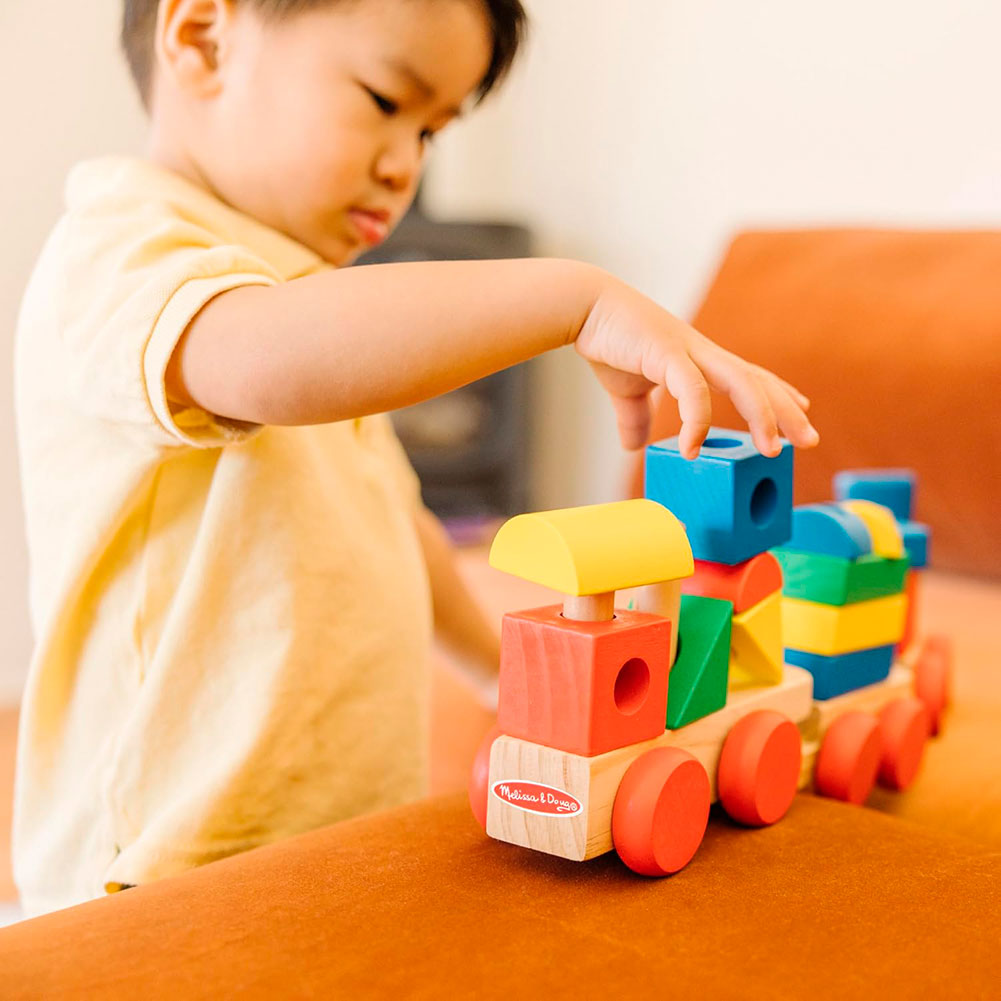 Melissa & Doug Tren Apilable con Bloques de Construcción 6073087, bloques y construcción