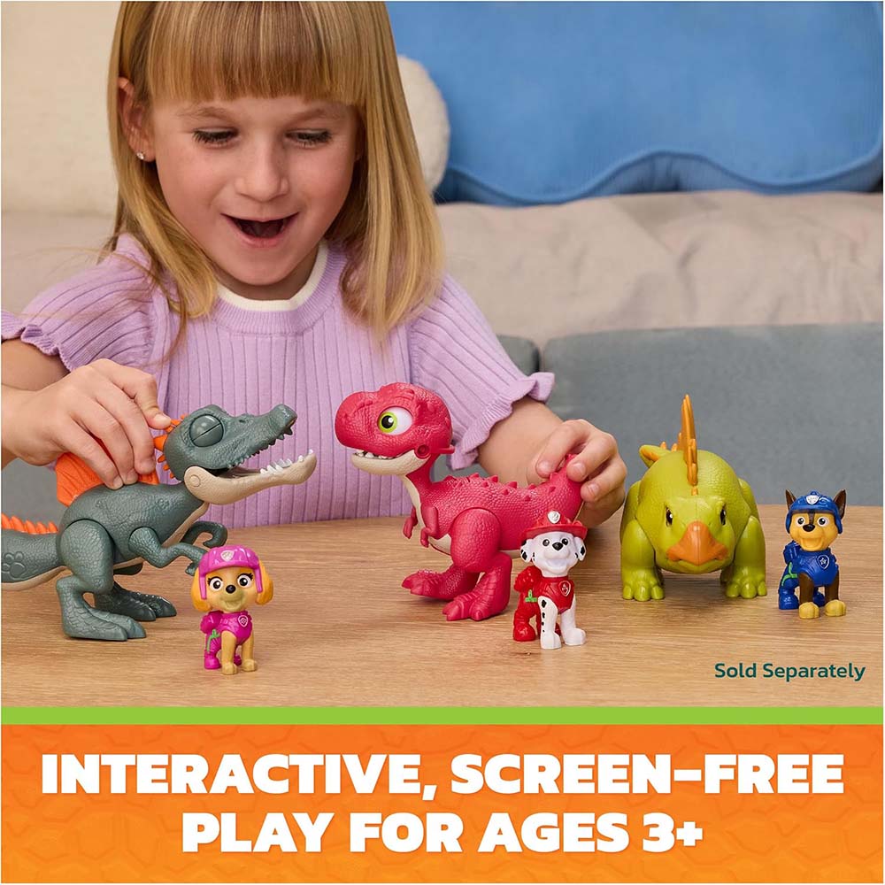 PAW Patrol: The Dino Movie Marshall & Rhubarb Dinosaurio Interactivo con Sonidos 6076337, figuras de colección