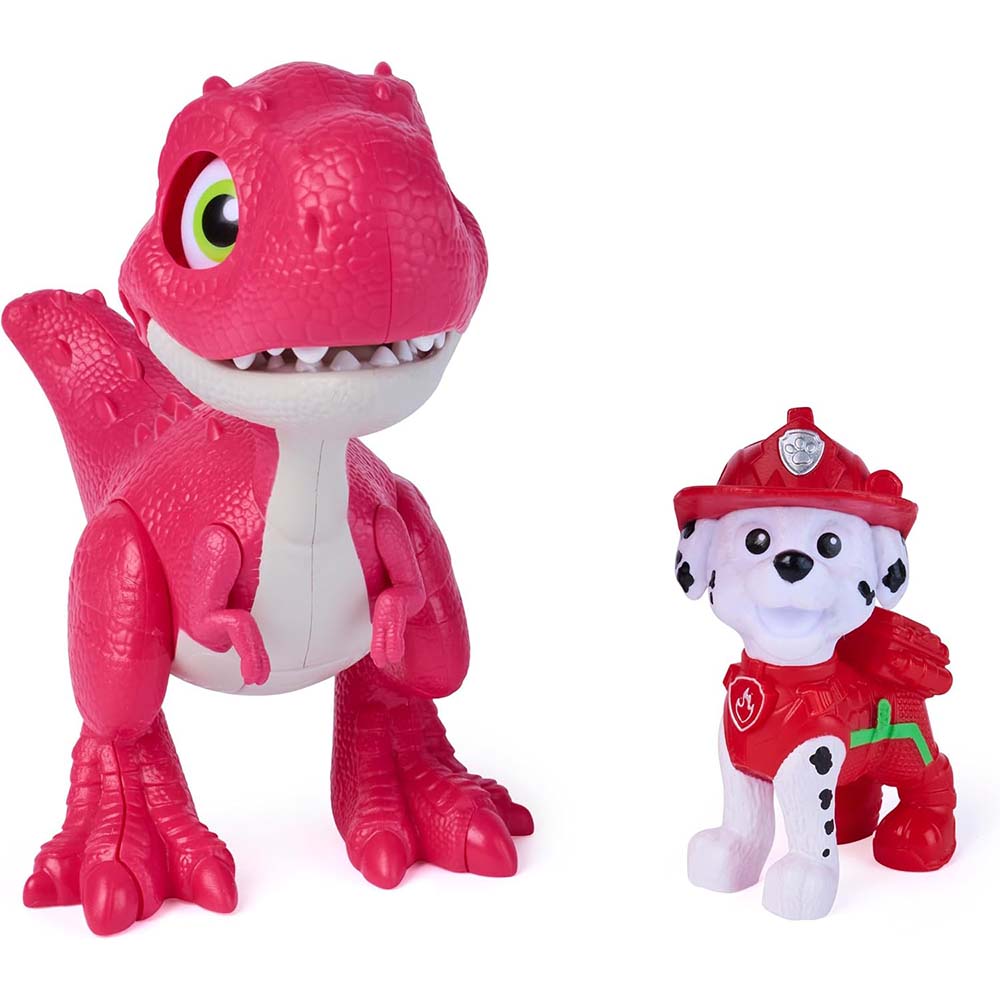 PAW Patrol: The Dino Movie Marshall & Rhubarb Dinosaurio Interactivo con Sonidos 6076337, figuras de colección