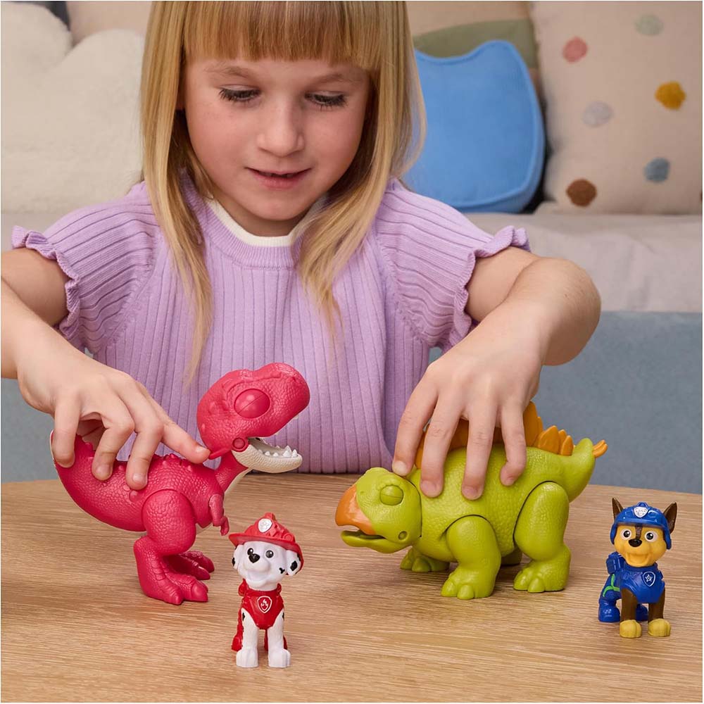 PAW Patrol: The Dino Movie Marshall & Rhubarb Dinosaurio Interactivo con Sonidos 6076337, figuras de colección