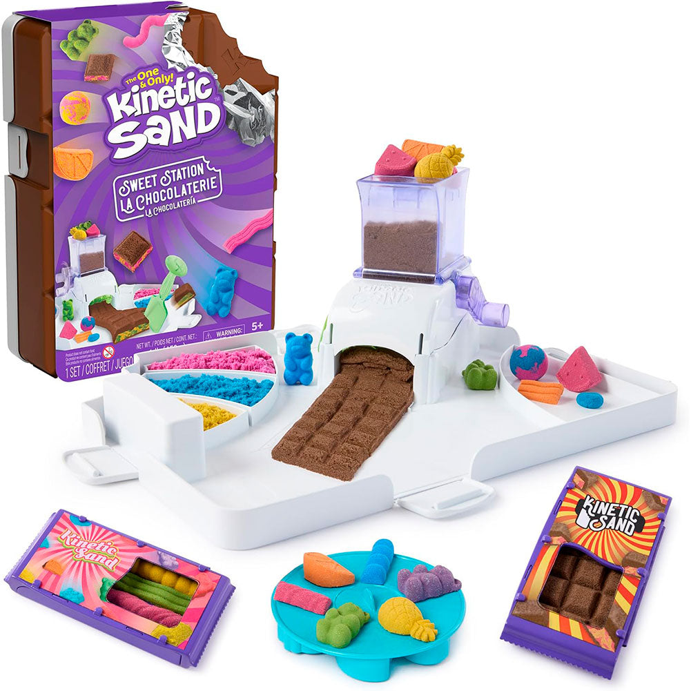 Kinetic Sand Sweet Station La Chocolatería: Set de Arena Mágica de 453 g con Moldes y Máquina para Crear Dulces - Edad 5+