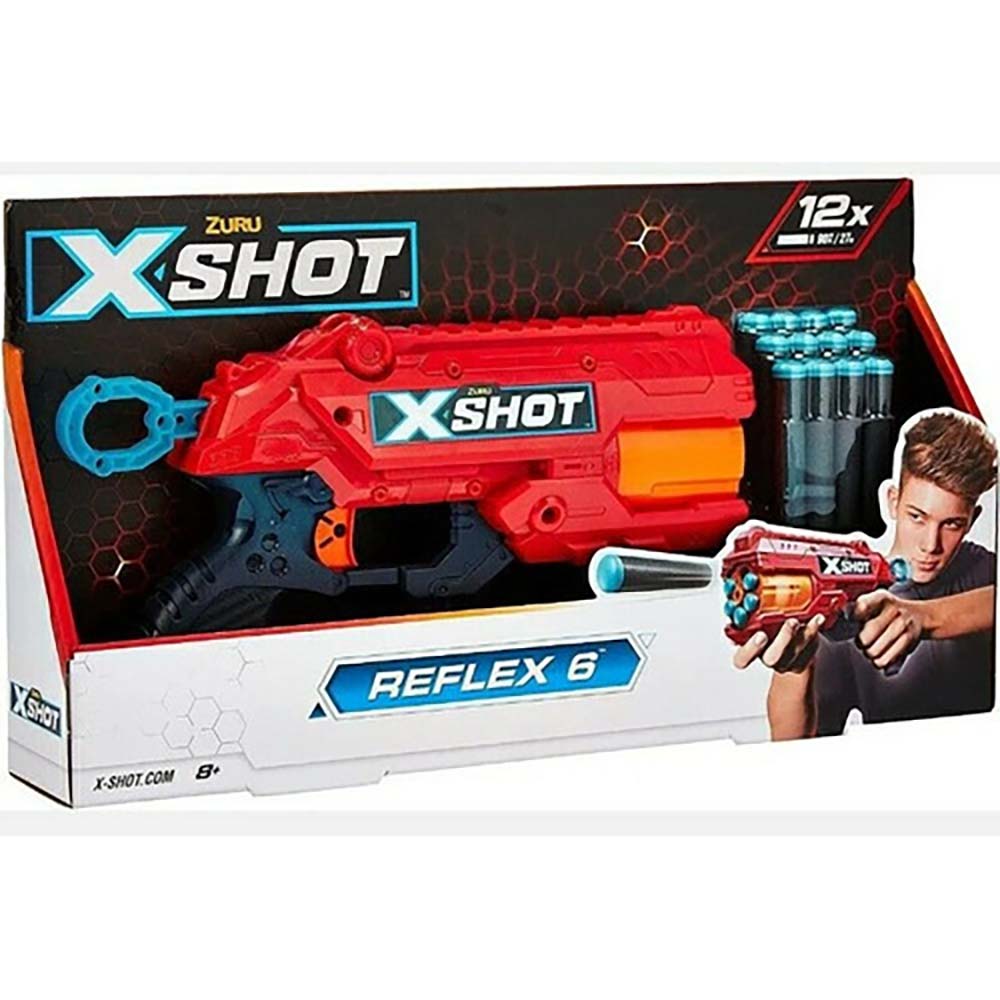 Zuru X-Shot Reflex 6 Lanzador De Dardos Espuma Con 12 Dardos 36433, lanzadores de juguete