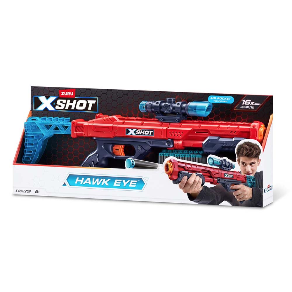 Zuru X-Shot Lanzador de Dardos Excel Hawk Eye 16 Dardos 36435, lanzadores de juguete