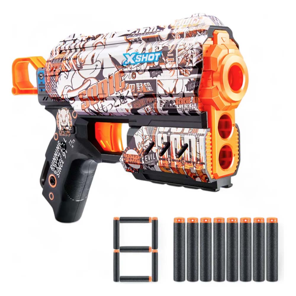 Zuru X-Shot Lanzador Skins Flux Blaster Sonic MEGA SONIC 36648, lanzadores de juguete
