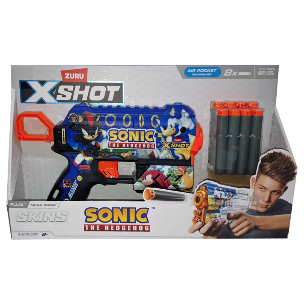 Zuru X-Shot Lanzador Skins Flux Blaster Sonic MEGA SONIC 36648, lanzadores de juguete