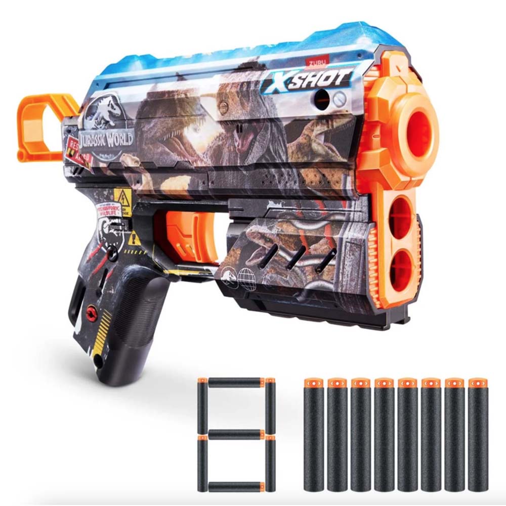Zuru X-Shot Skins Flux Jurassic World, lanzadores de juguete