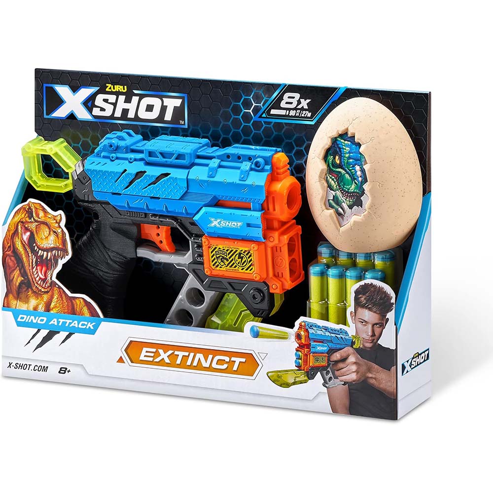 Zuru X-Shot Dino Adventure Dino Dardo Dino Extinct Foam Blaster (8 Dardos, 1 Huevo) 4870, lanzadores de juguete