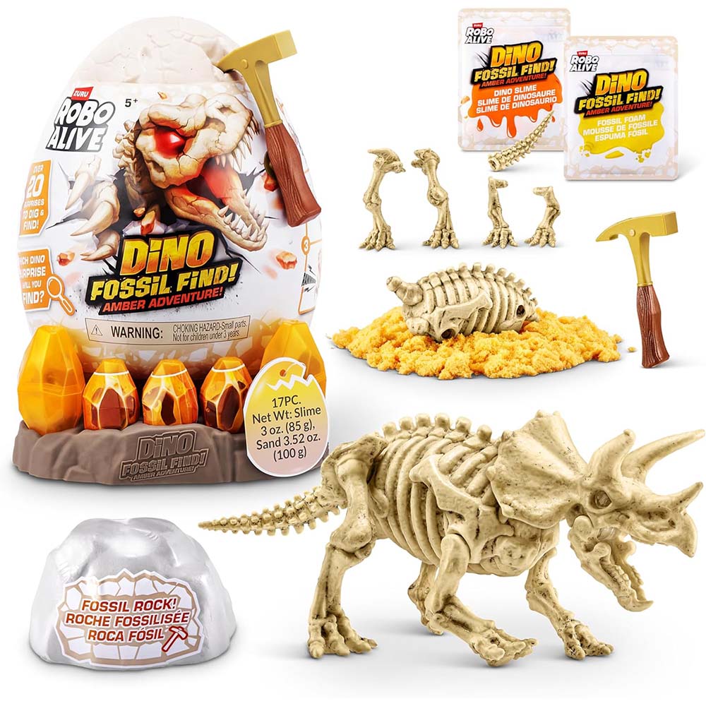 Robo Alive Dino Fossil Find Amber Adventures, coleccionables sorpresa