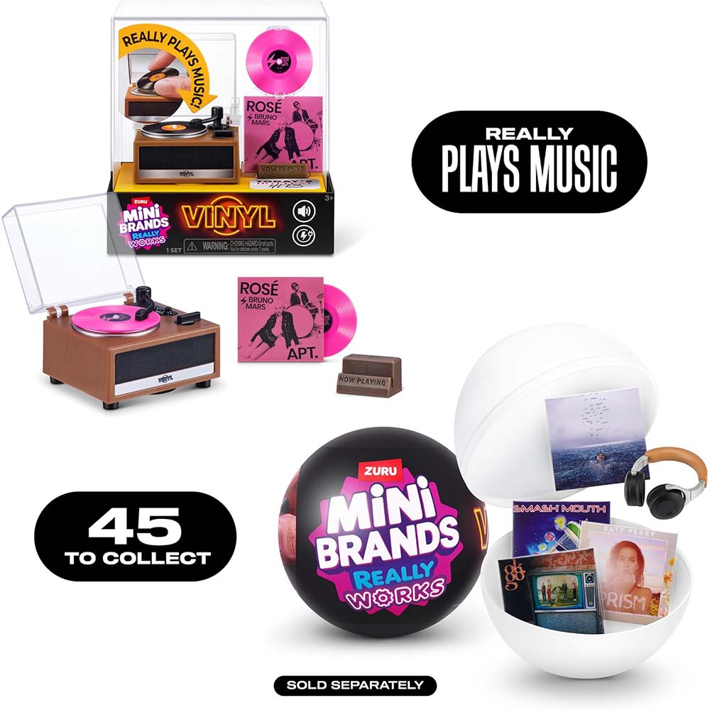 Mini Brands Vinyl Serie 1 – Playset con Reproductor de Vinilos Miniatura, sets de juego
