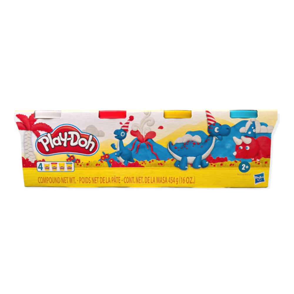 Play-Doh 4 Pack - Dinosaurios B5517: Set de masa moldeable - Edad 2+