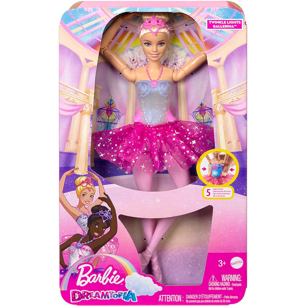 Barbie Bailarina Luces Brillantes Tu Tu Rosa HLC25: Muñeca - Edad 3+