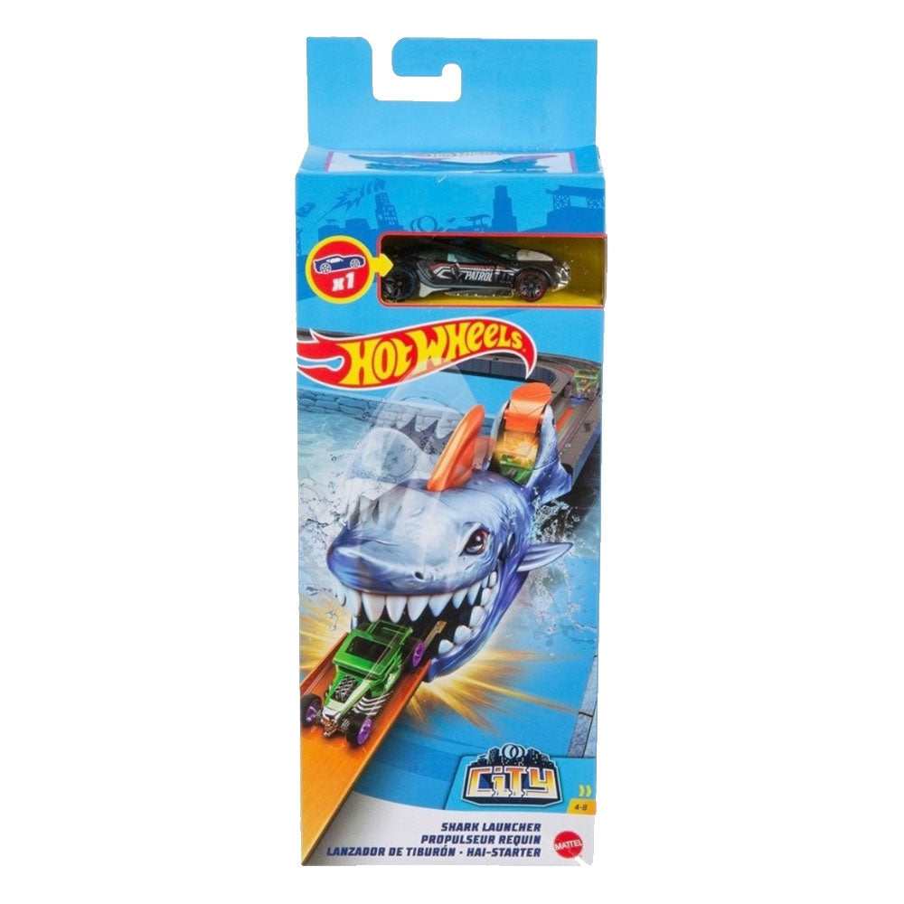 Hot Wheels Lanzadores Nemesis - Shark Launcher GVF41: Pista y set de vehículos - Edad 4+