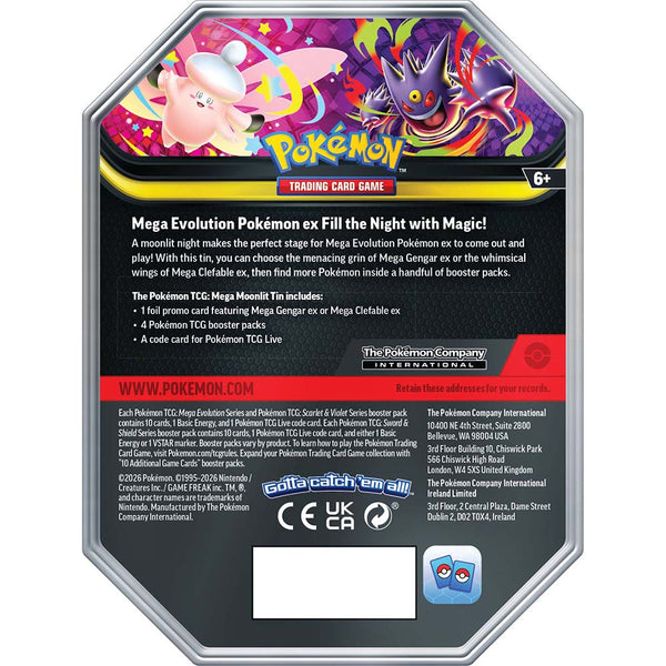 Pokémon TCG: Mega Moonlit Tin Mega Clefable ex (Cartas en Inglés)