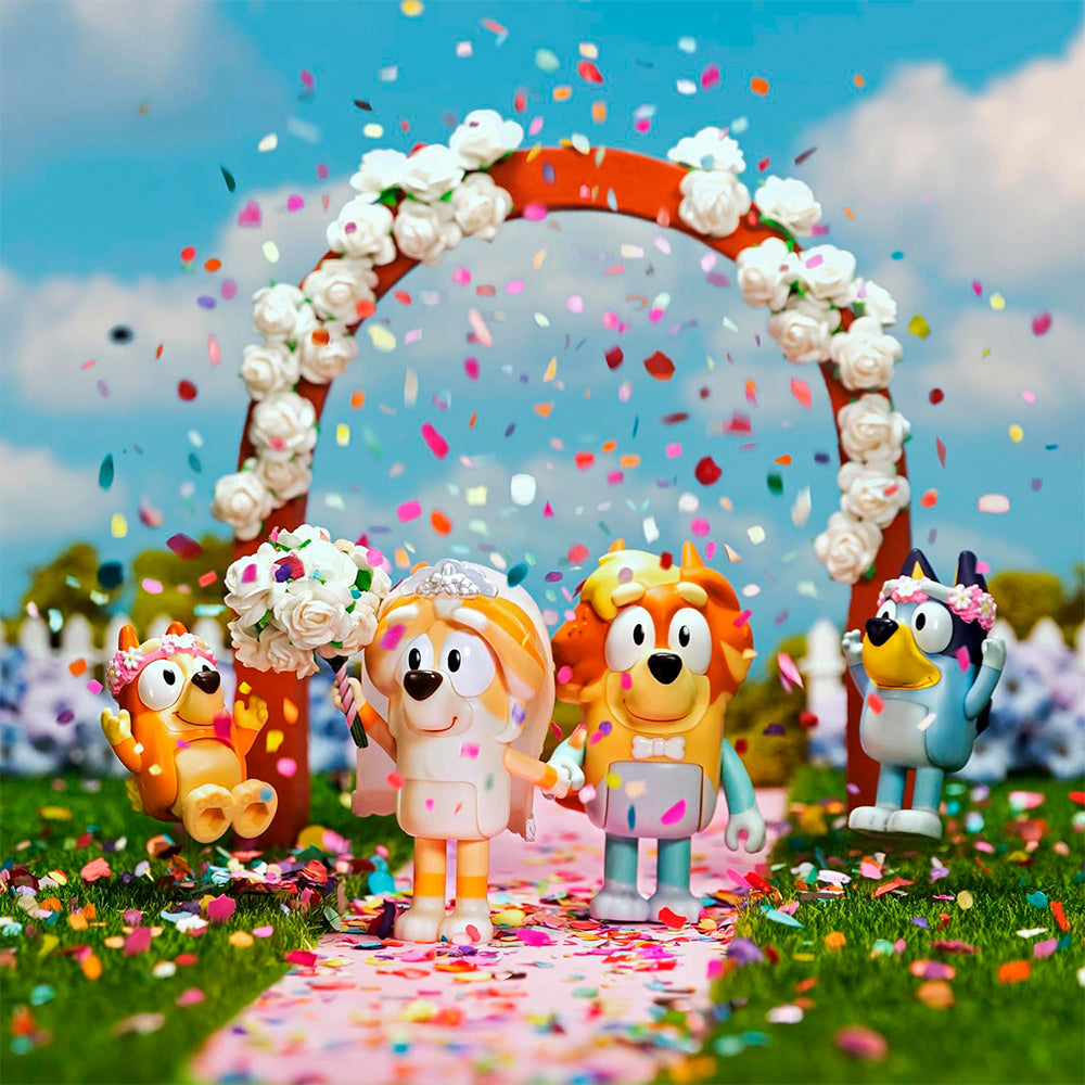 Bluey ¡Hora de la Boda! 4PK - 87461: Paquete de 4 figuras - Edad 3+