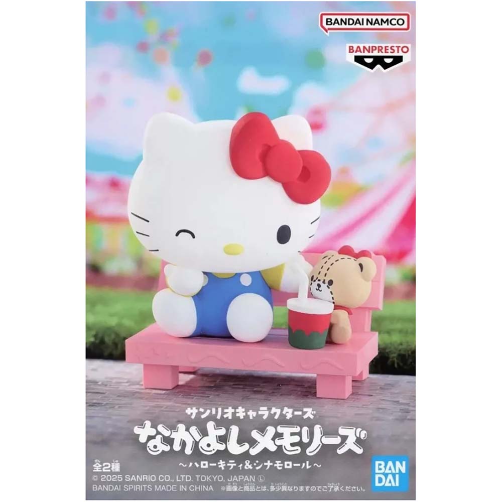 Banpresto - Sanrio Characters Nakayoshi Memories Hello Kitty & Cinnamoroll (A: Hello Kitty), figuras de colección