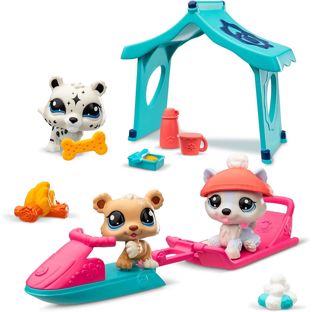 Littlest Pet Shop Día de Nieve Play Pack 3 Mascotas 32035, figuras de animales