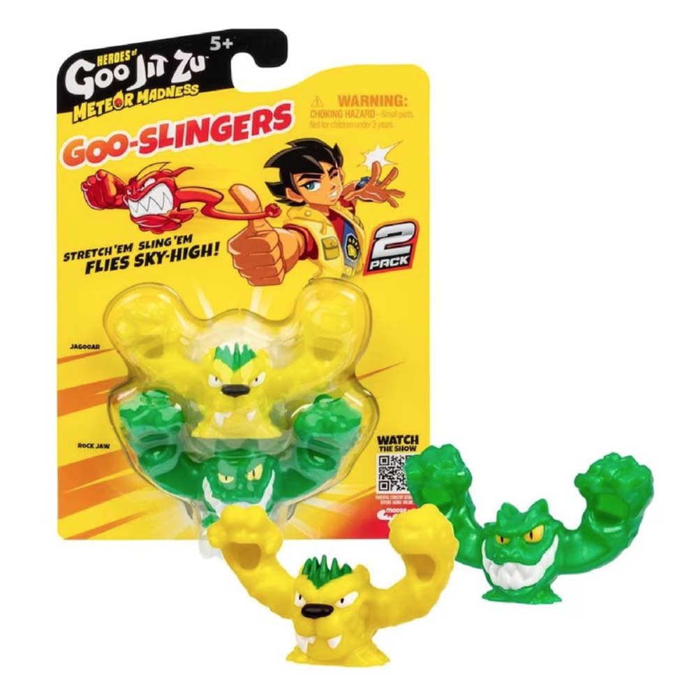 Heroes of Goo-Jit-Zu Series 13 Meteor Madness Goo Slingers Jagooar + Rock Jaw 2 Pack 15080, figuras de acción