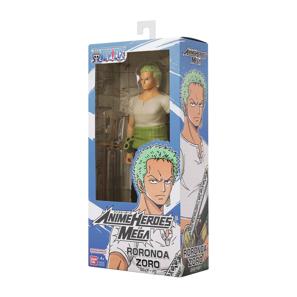 Bandai Anime Heroes Mega One Piece Roronoa Zoro de 30 cm, figuras de acción