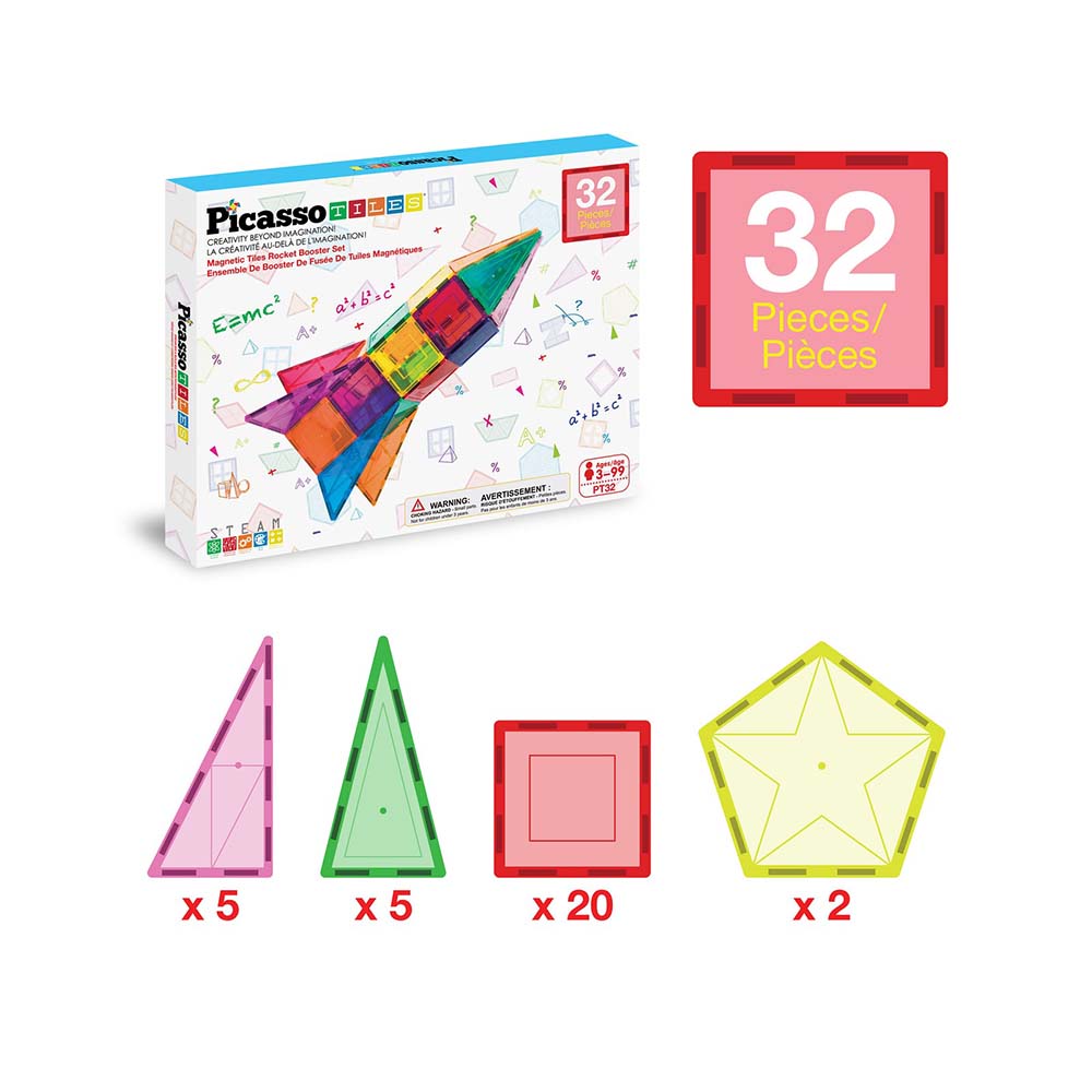 PicassoTiles Set Magnético Cohete Espacial – PT32, sets de construcción