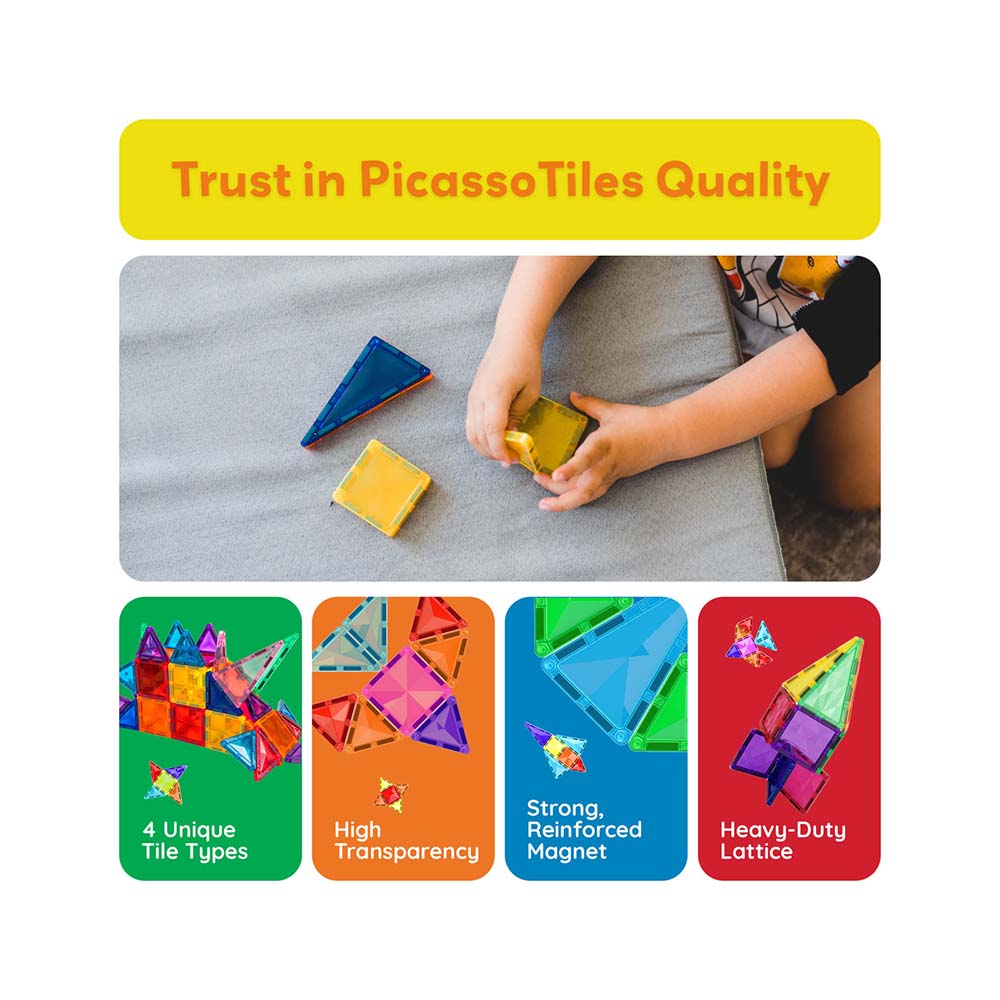 PicassoTiles PT80 – Set de Bloques Magnéticos con Superficie de Diamante (80 Piezas), sets de construcción