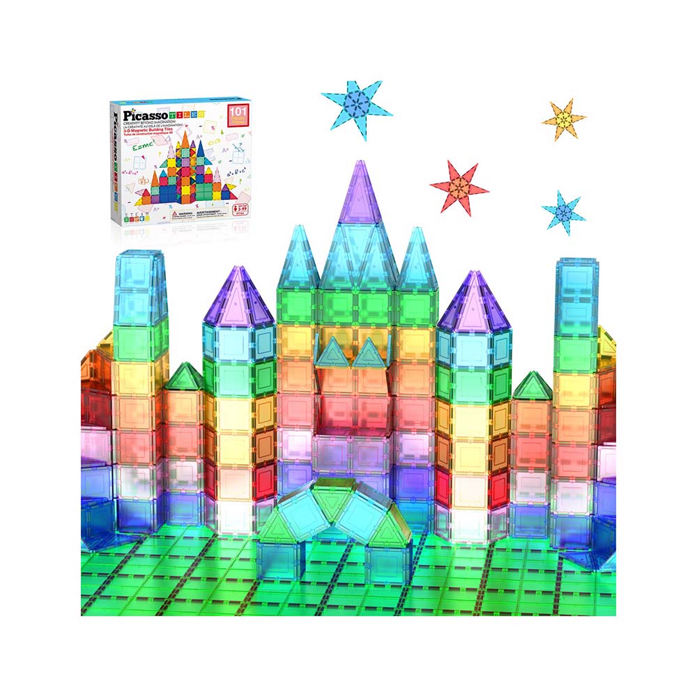 PicassoTiles PT101 – Set Clásico de 101 Piezas Magnéticas para Construcción Creativa y Aprendizaje STEM, sets de construcción