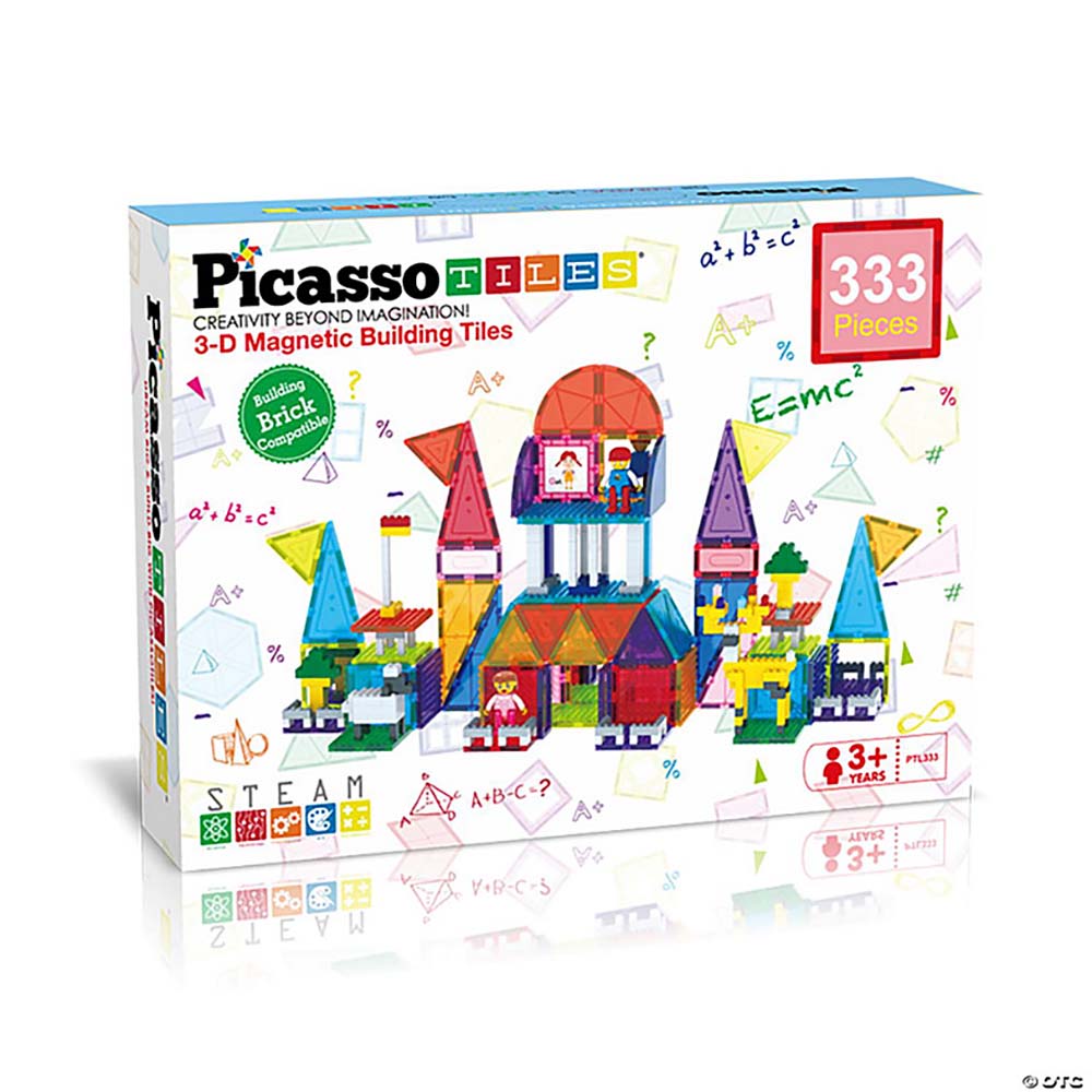PicassoTiles PTL333 – Set Combinado Magnético y de Bloques (333 Piezas), sets de construcción