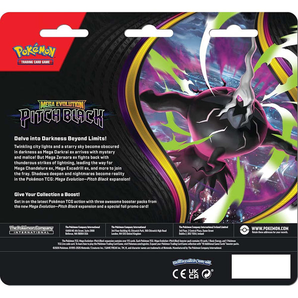 Pokémon TCG: Mega Evolution ME05 - Pitch Black Three-Booster Blister (Cartas en Inglés)