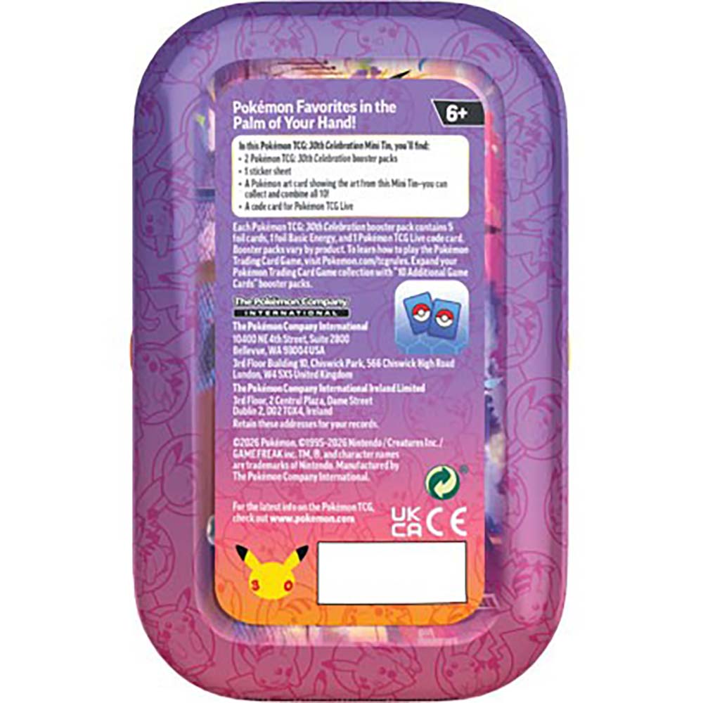 Pokémon TCG: 30th Celebration Mini Tin (Cartas en Español), cartas coleccionables tcg