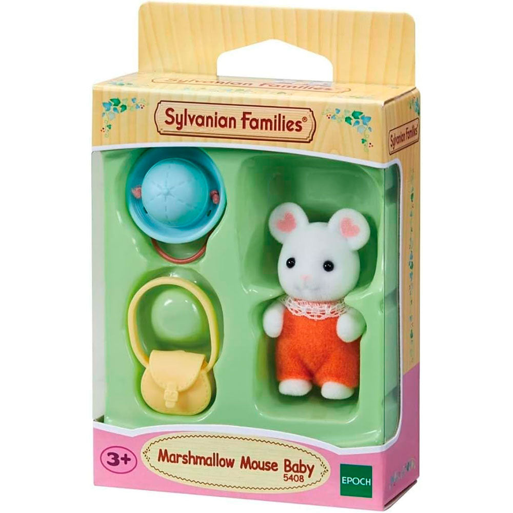 Sylvanian Families Bebé Ratón Marshmallow: Figura con Pijama, Bolsa y Sombrero - Edad 3+