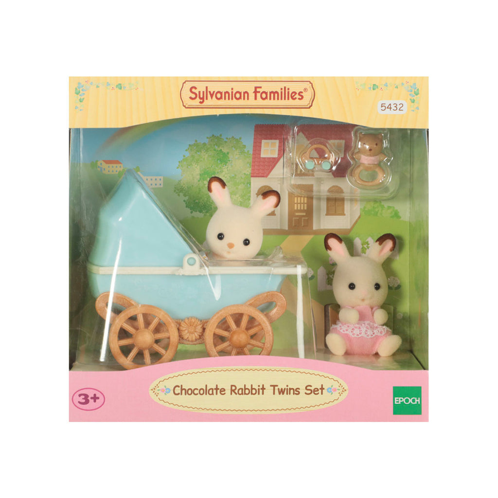 Sylvanian Families Gemelos Kabe y Breeze Chocolate: Set con Cochecito Doble - Edad 3+