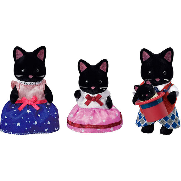 Sylvanian Families Familia Gato de Medianoche: Set de 4 Figuras con Sombrero de Seda - Edad 3+