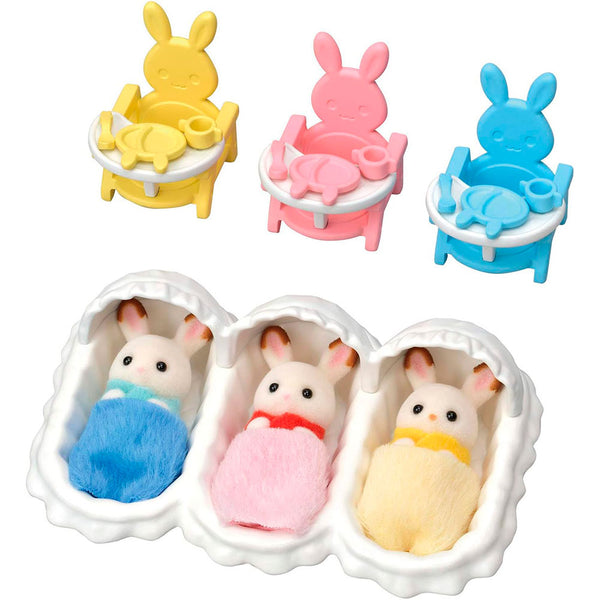 Sylvanian Families Set de Cuidado de Trillizos: 3 Figuras Bebé con Cuna y Mobiliario - Edad 3+