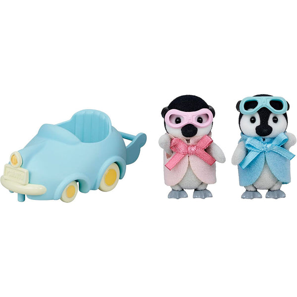 Sylvanian Families Gemelos Pingüinos y su Coche: Set de 2 Figuras con Carrito - Edad 3+