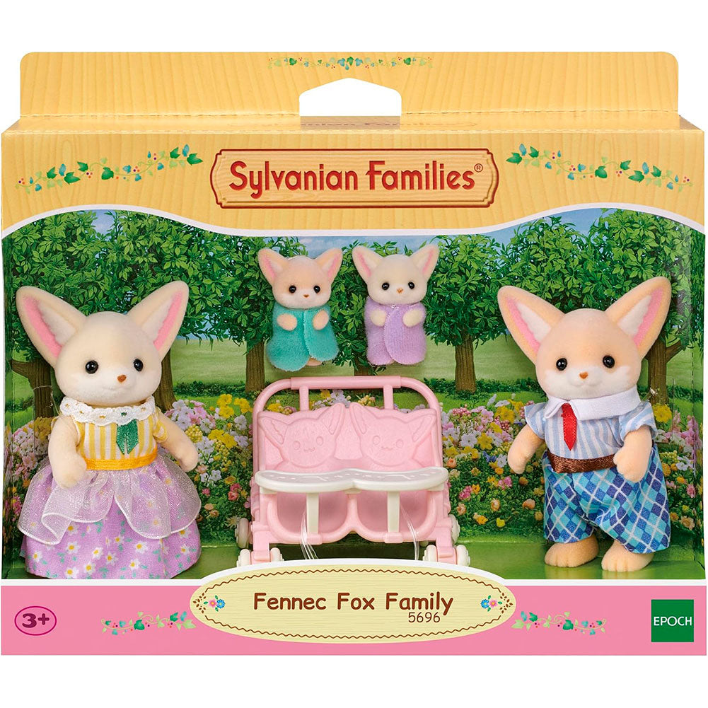 Sylvanian Families Familia Zorro del Desierto: Set de Figuras con Carriola Doble - Edad 3+