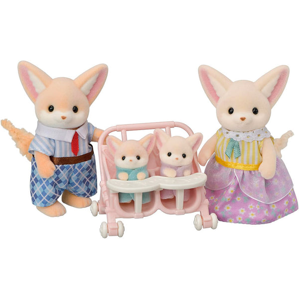 Sylvanian Families Familia Zorro del Desierto: Set de Figuras con Carriola Doble - Edad 3+