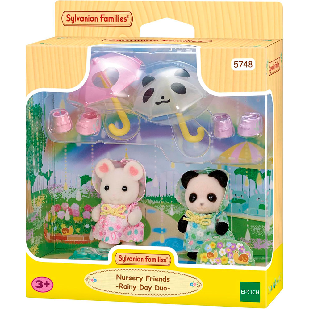 Sylvanian Families Amigos del Jardín de Infancia: Día de Lluvia, Set de Figuras, Edad 3+