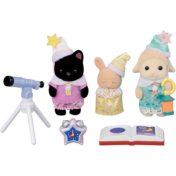 Sylvanian Families Amigos del Jardín de Infancia: Fiesta de Pijamas, Set de Figuras, Edad 3+